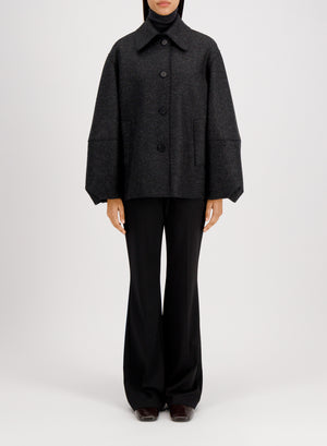 Puff sleeves jacket pressed wool