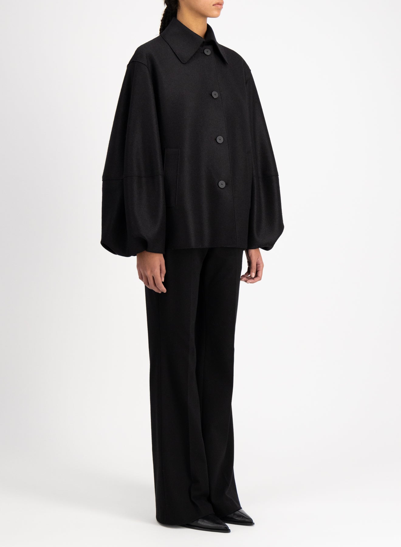 Puff sleeves jacket pressed wool - Harris Wharf London .com