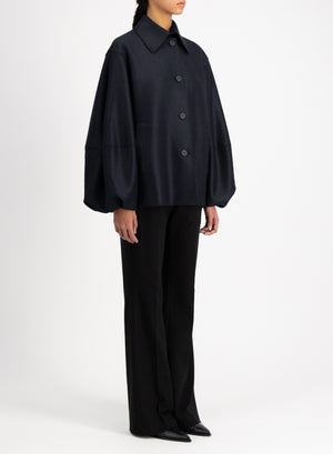 Puff sleeves jacket pressed wool