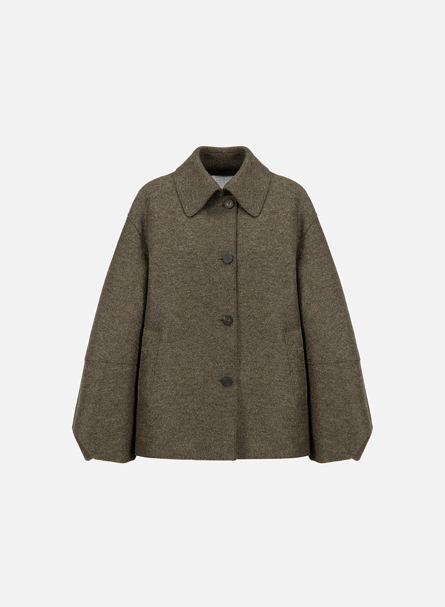 Puff sleeves jacket pressed wool