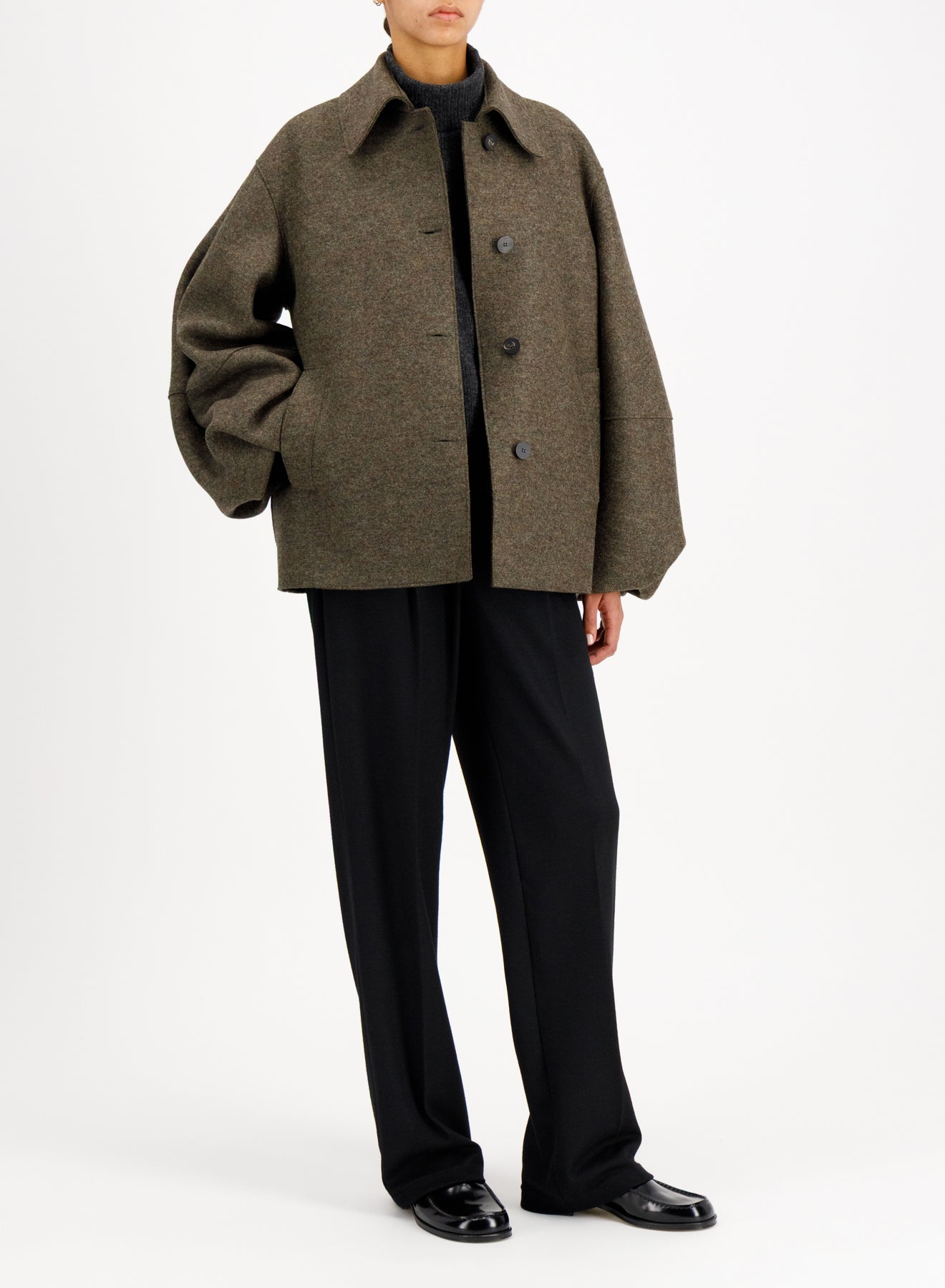 Puff sleeves jacket pressed wool