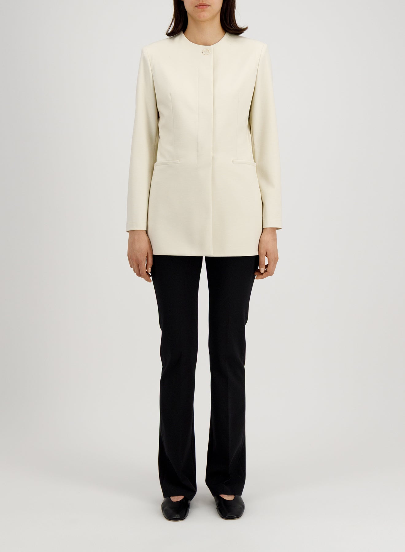 collarless jacket with s.p. techno viscose