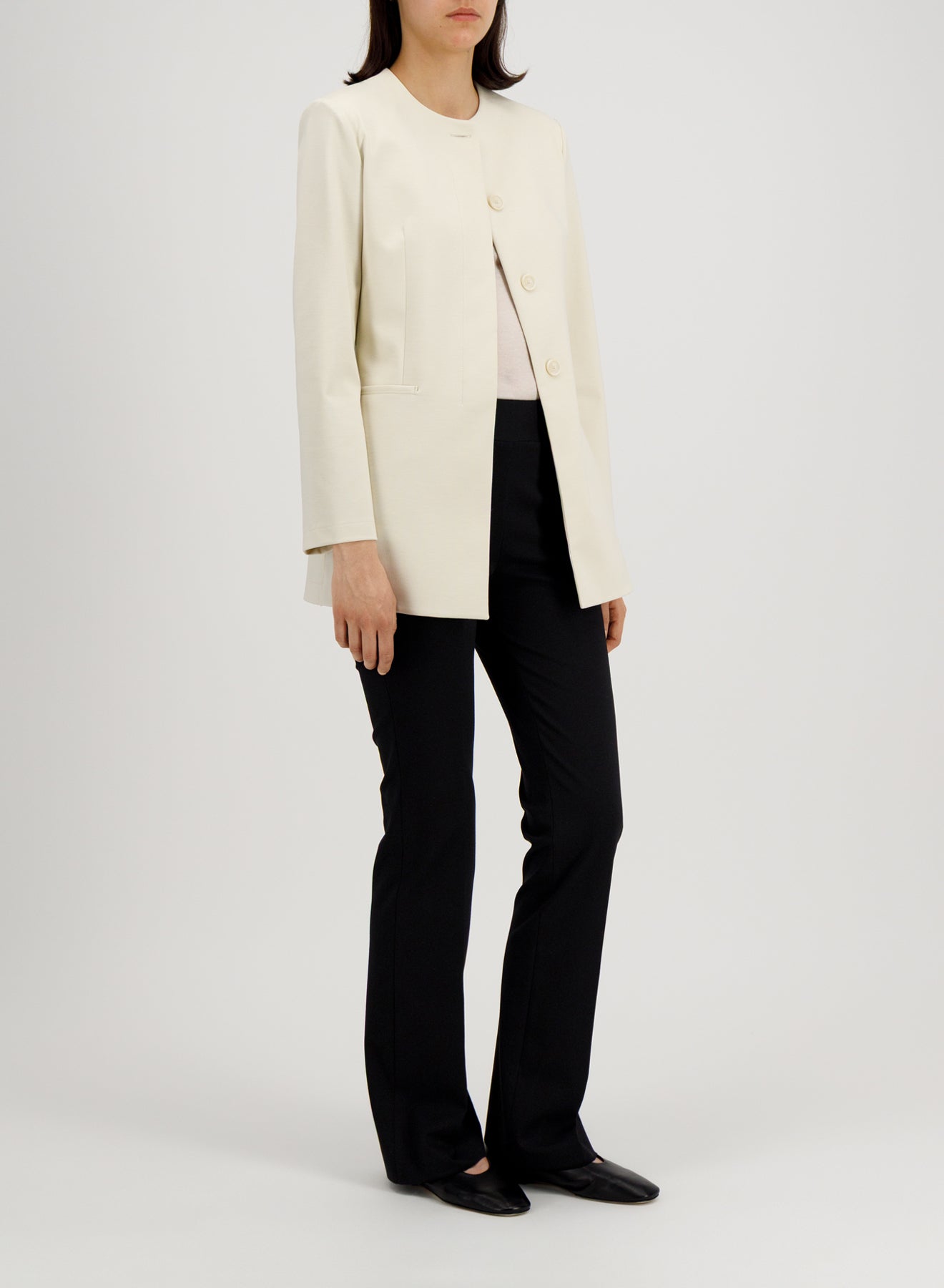 collarless jacket with s.p. techno viscose