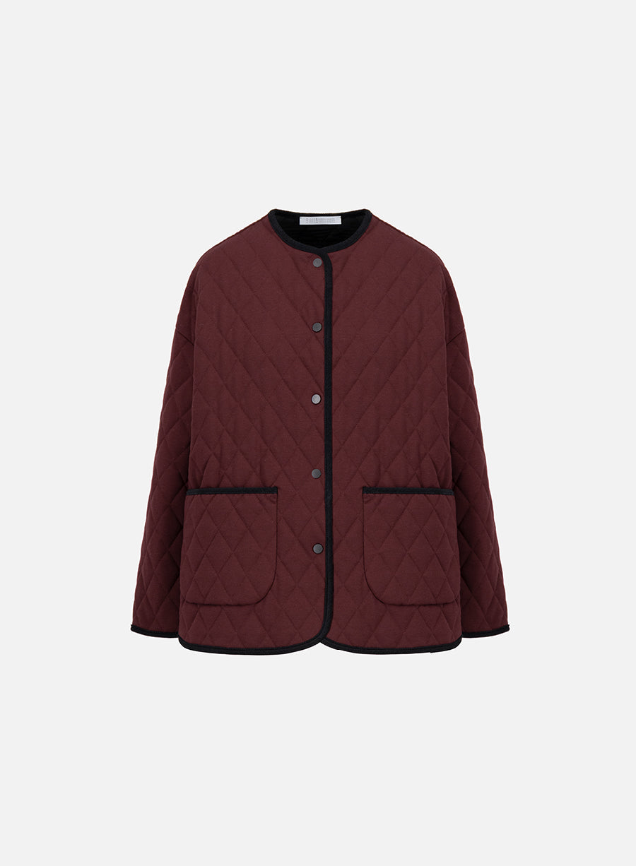 uncollared quilted jacket