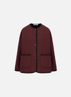 uncollared quilted jacket
