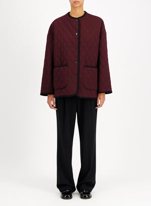 uncollared quilted jacket