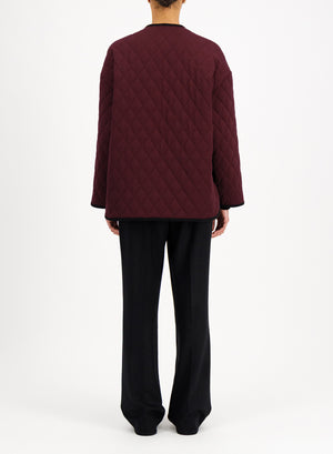 uncollared quilted jacket