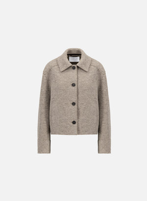 Cropped coach jacket in boiled wool