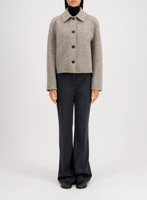 Cropped coach jacket in boiled wool