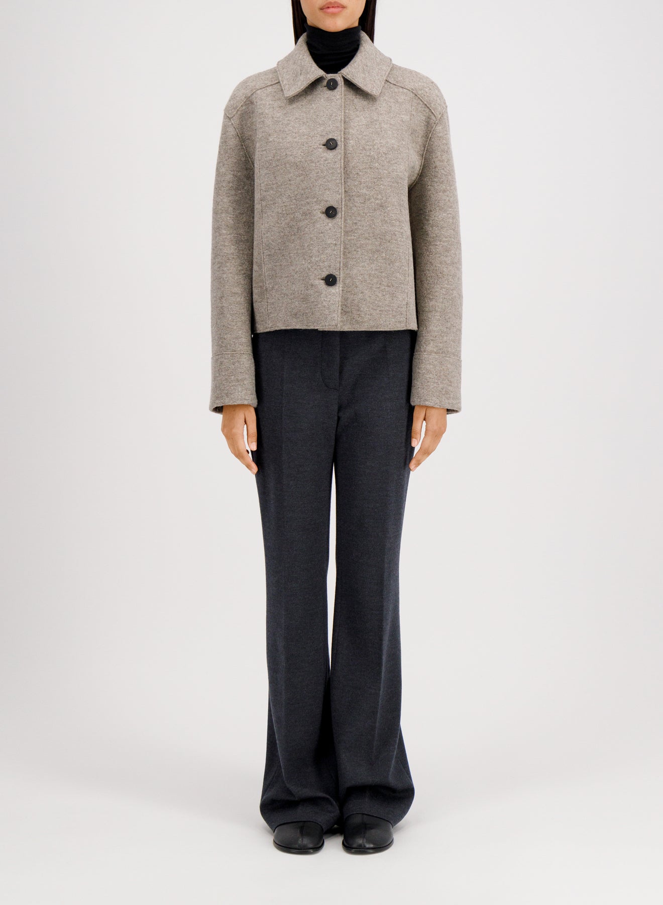 Cropped coach jacket boiled wool