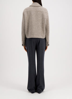 Cropped coach jacket in boiled wool