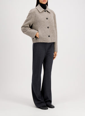 Cropped coach jacket in boiled wool