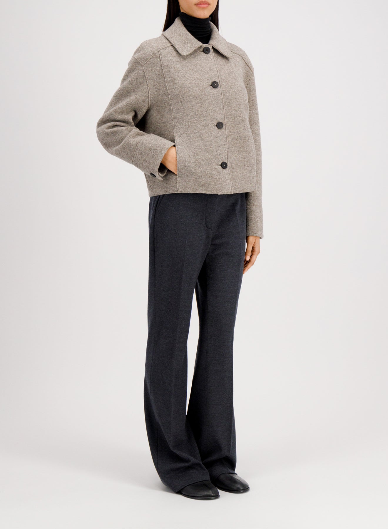 Cropped coach jacket boiled wool