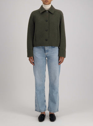 Cropped coach jacket boiled wool