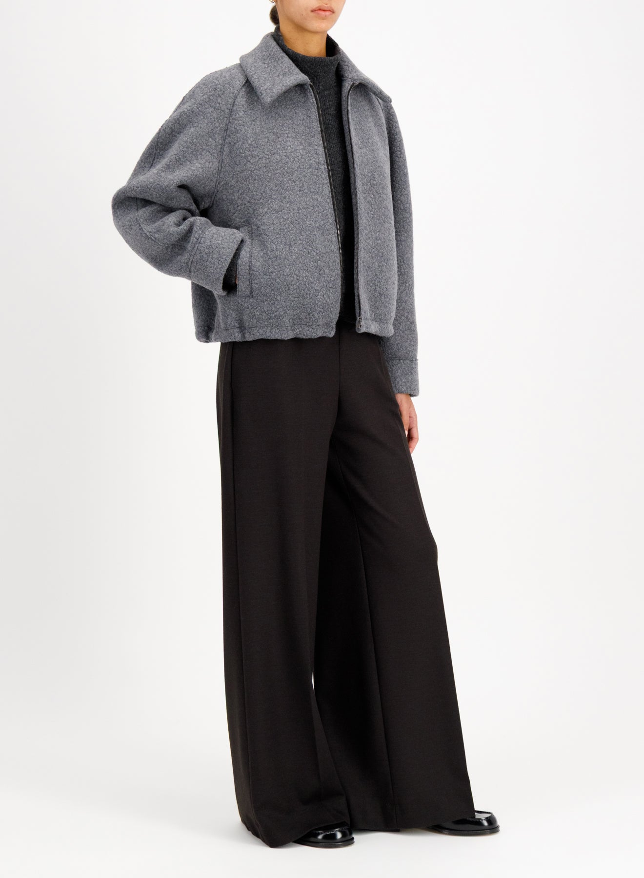 raglan drawstring jacket bouclé