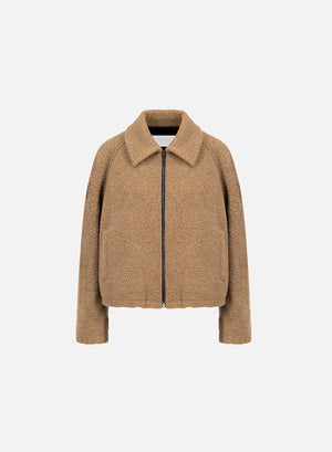 Raglan drawstring jacket in bouclé
