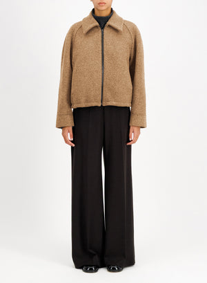 Raglan drawstring jacket in bouclé
