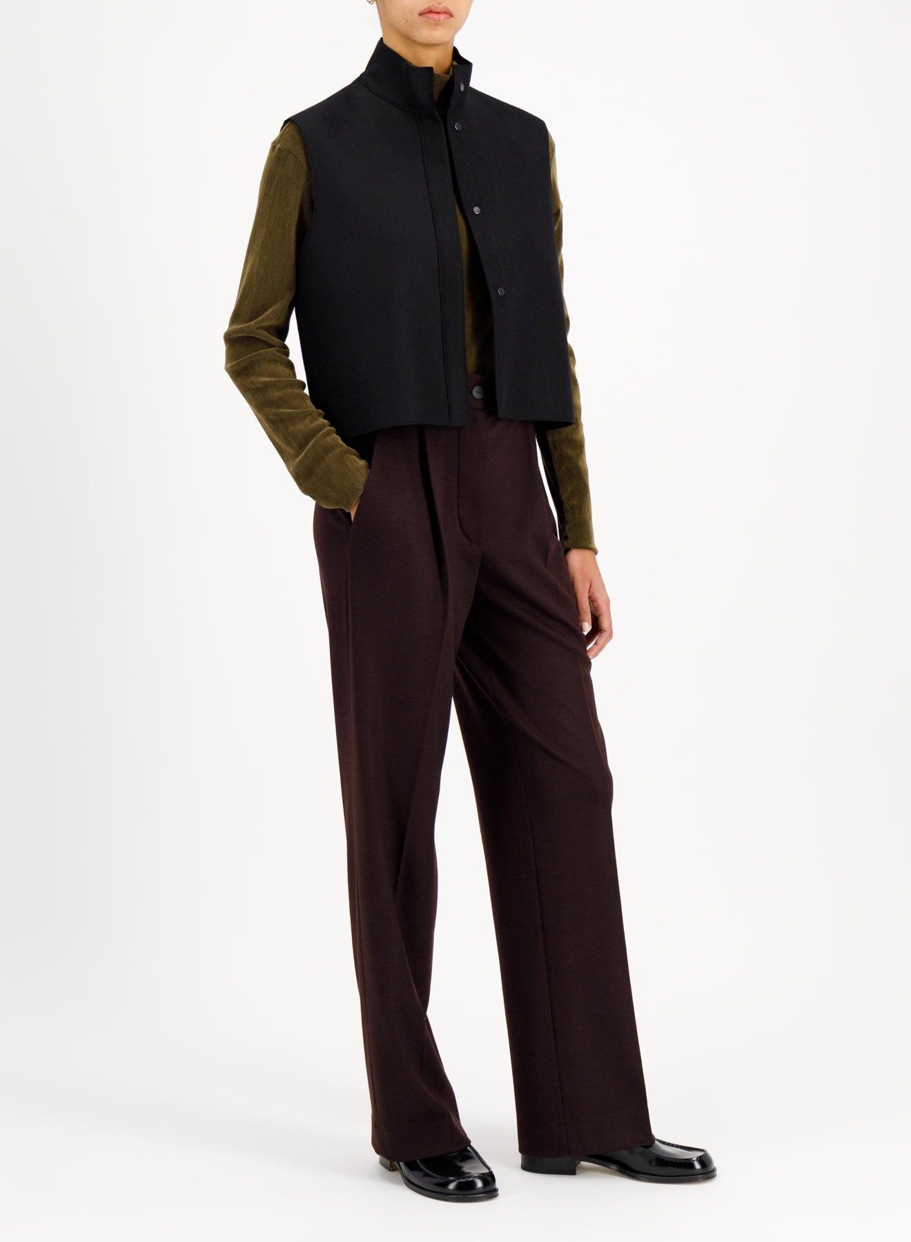 High collar waistcoat cashmere blend