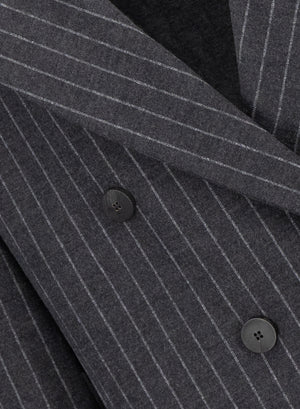 slouchy peacoat with shoulder pads pinstripe
