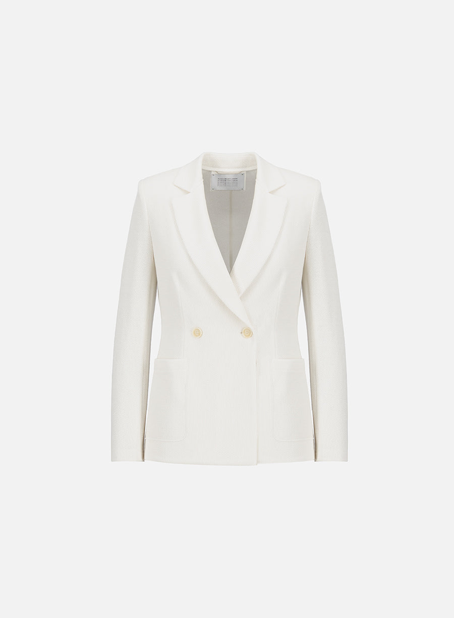 Blazer with shoulder pads in linen honeycomb