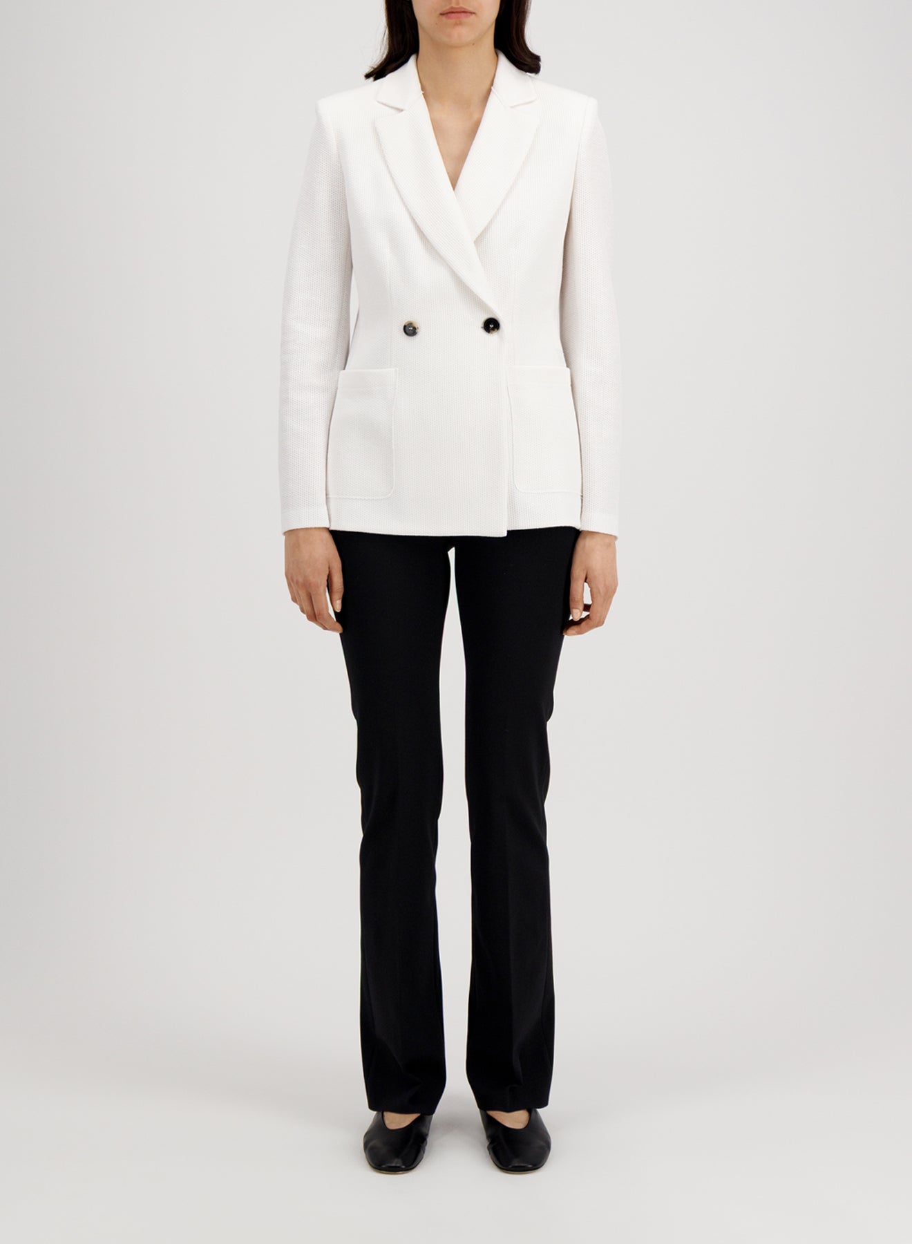 Blazer with shoulder pads in linen honeycomb