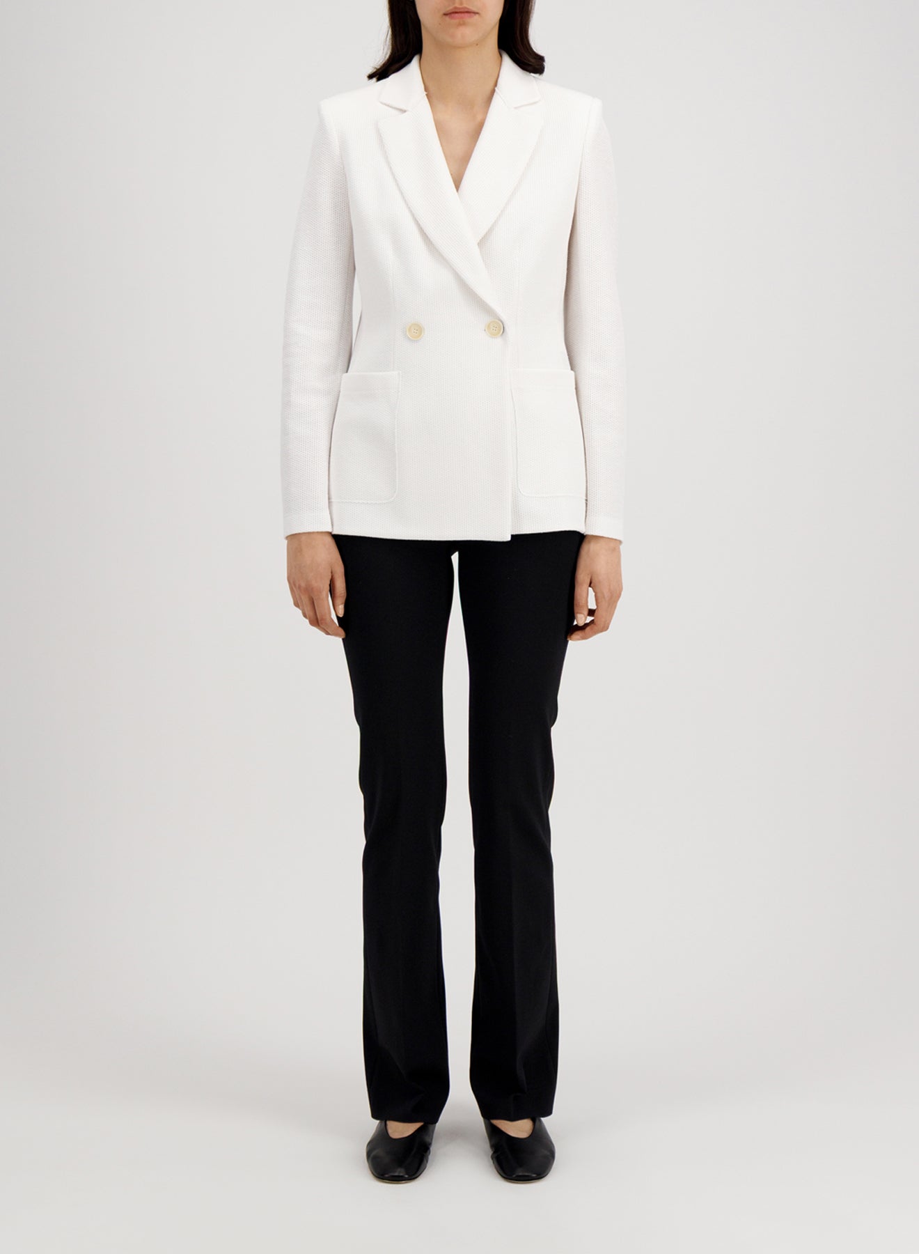 Blazer with shoulder pads in linen honeycomb