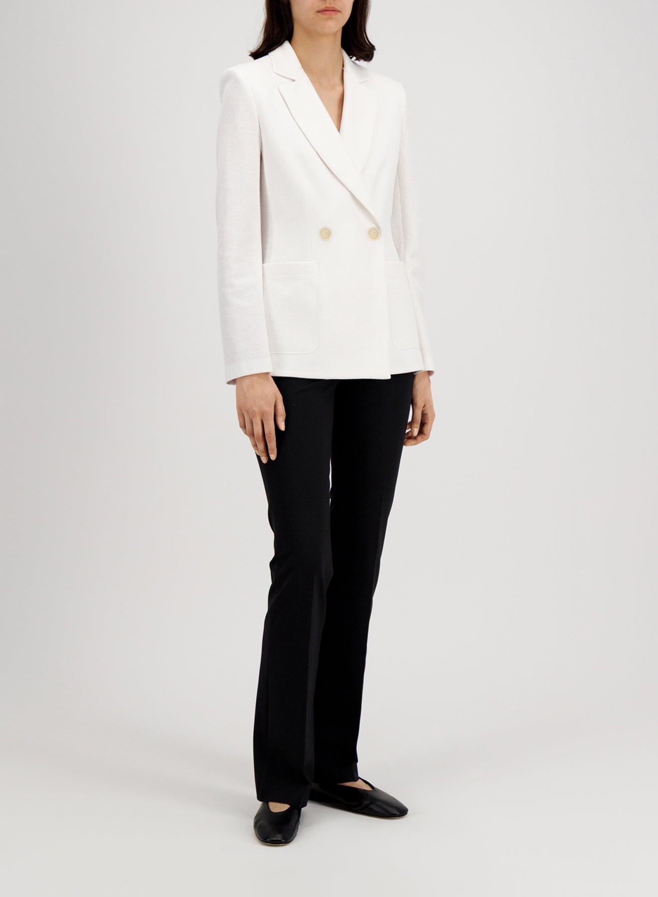 Blazer with shoulder pads in linen honeycomb