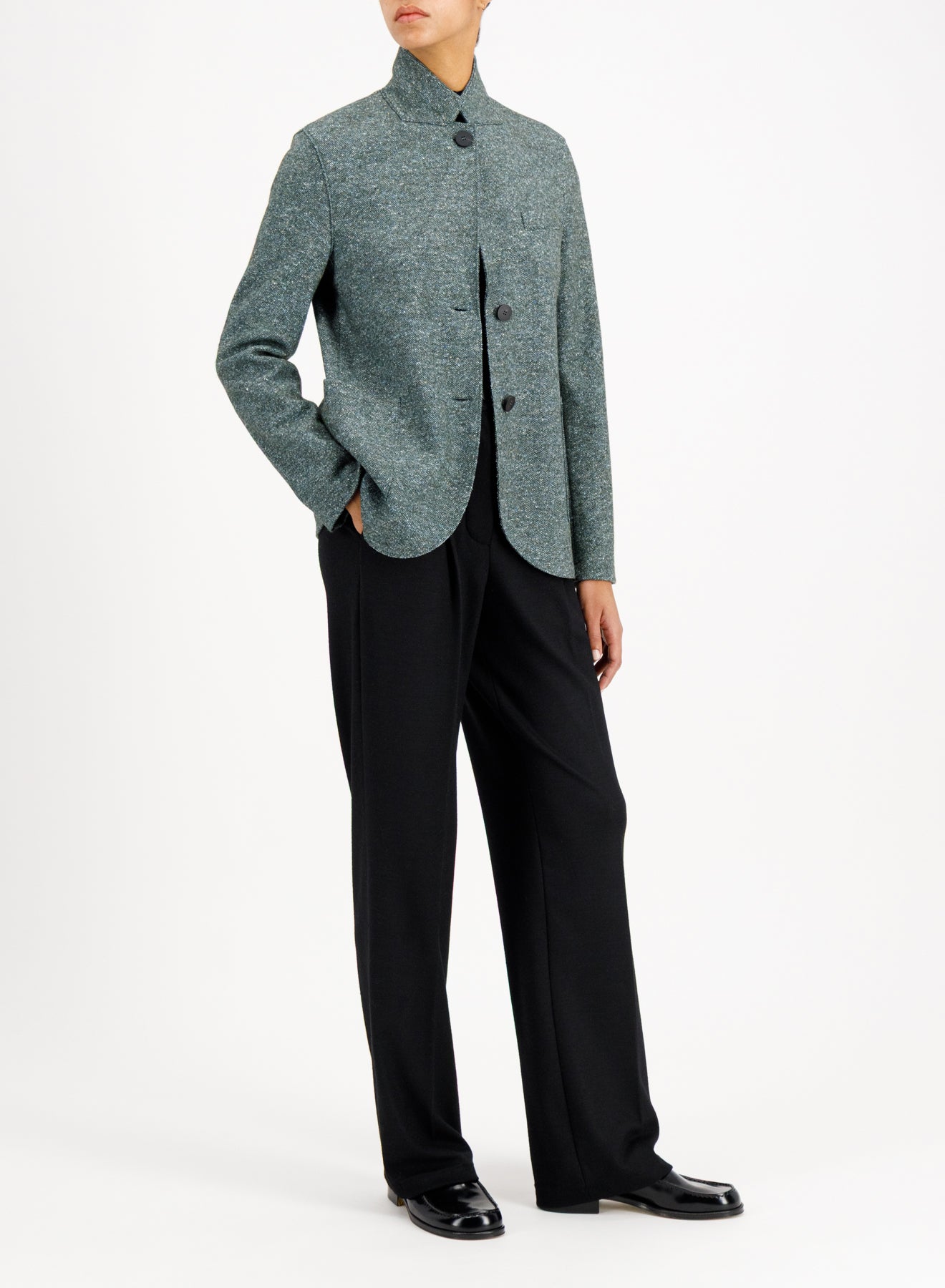 stand up collar blazer donegal