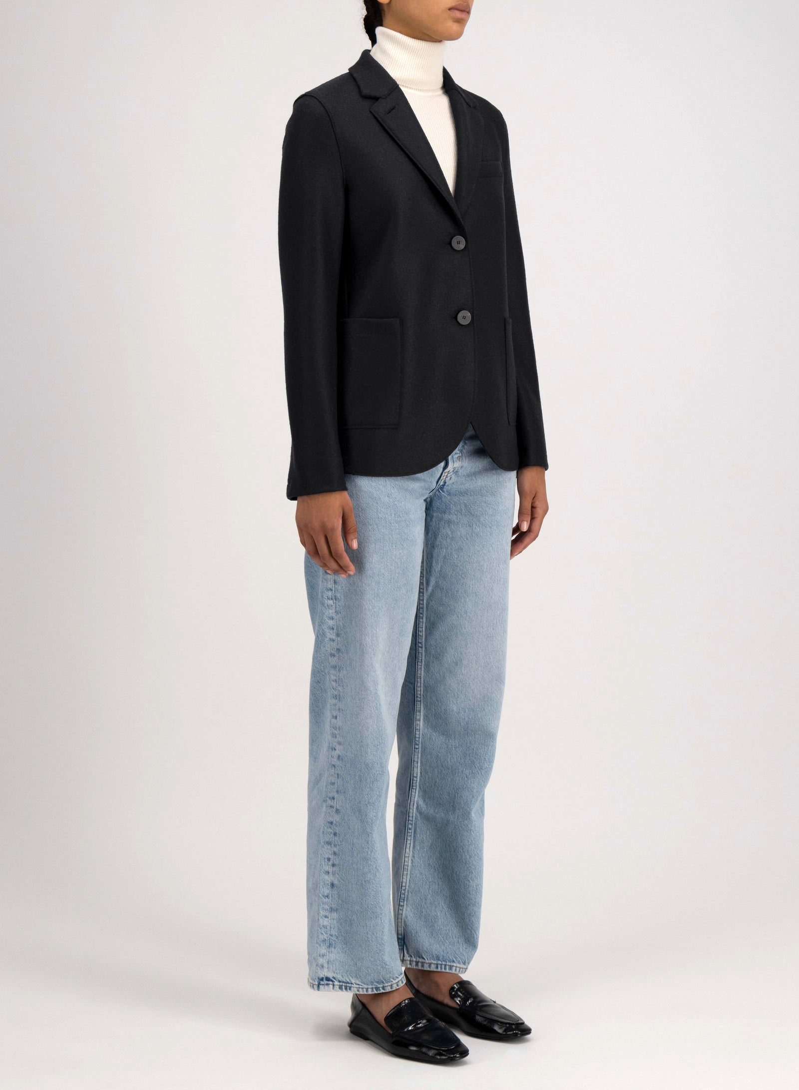 Stand up collar blazer light pressed wool