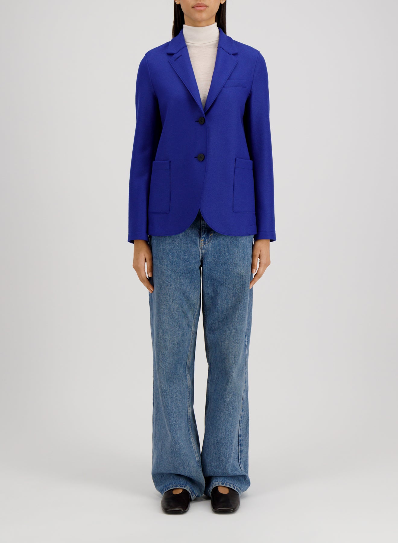 Stand up collar blazer light pressed wool