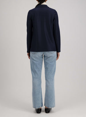 Stand up collar blazer light pressed wool