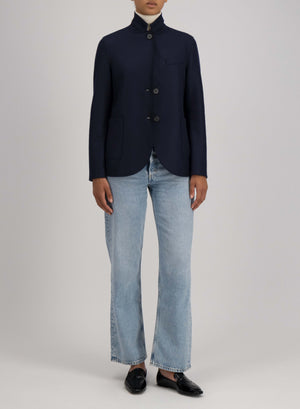 Stand up collar blazer light pressed wool