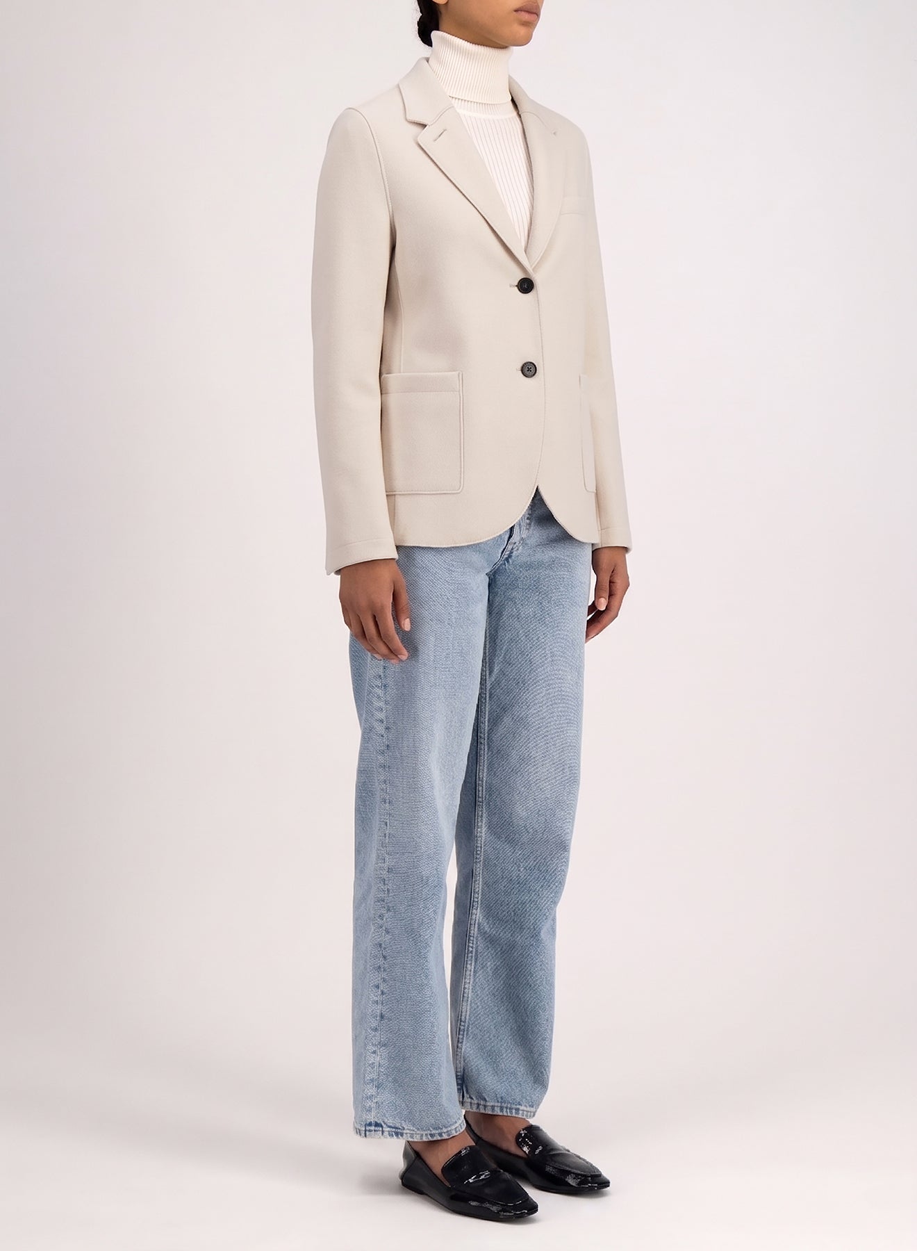 Stand up collar blazer light pressed wool