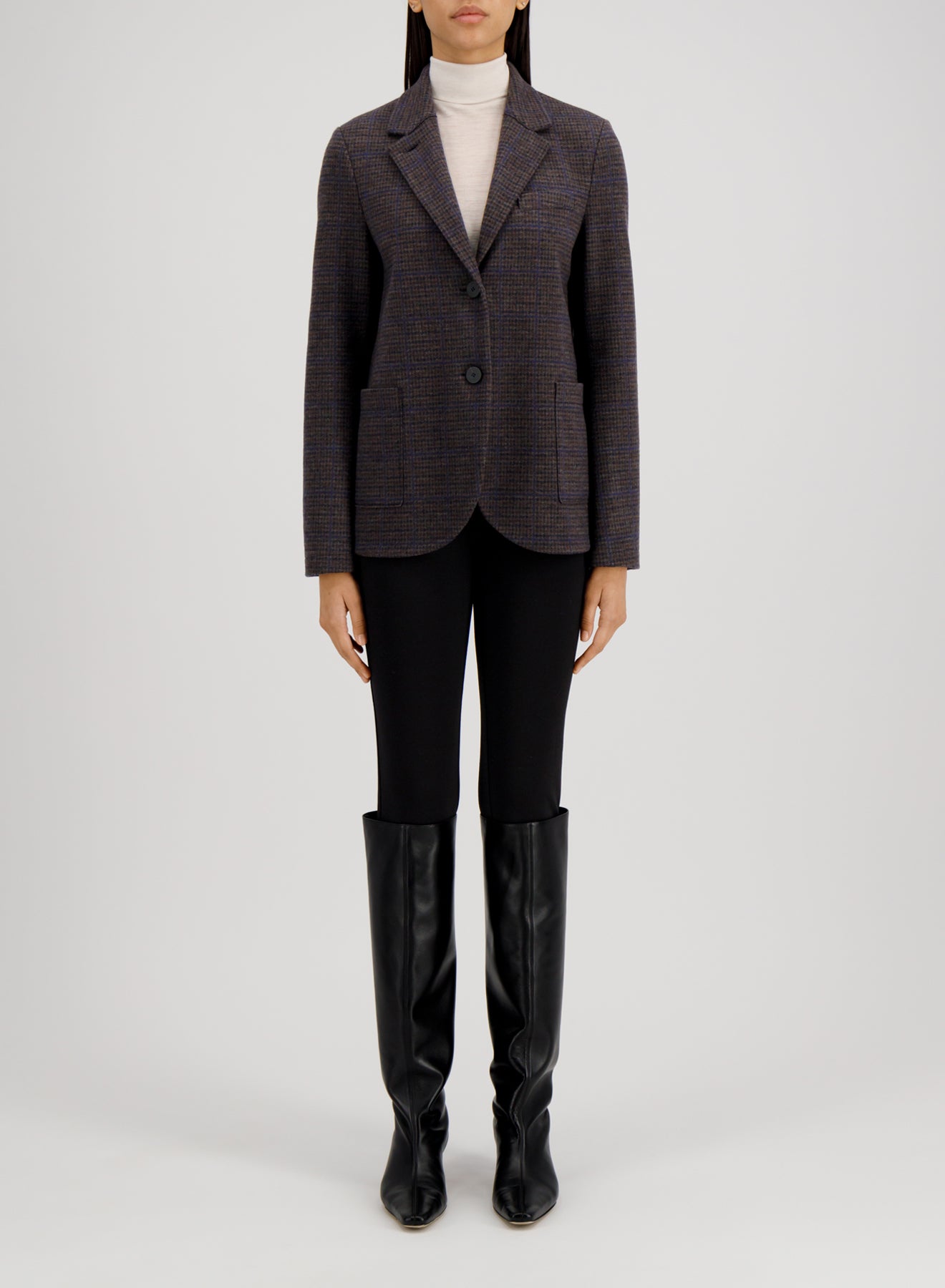 Stand up collar blazer p.o.w. crafted with Loro Piana fabric