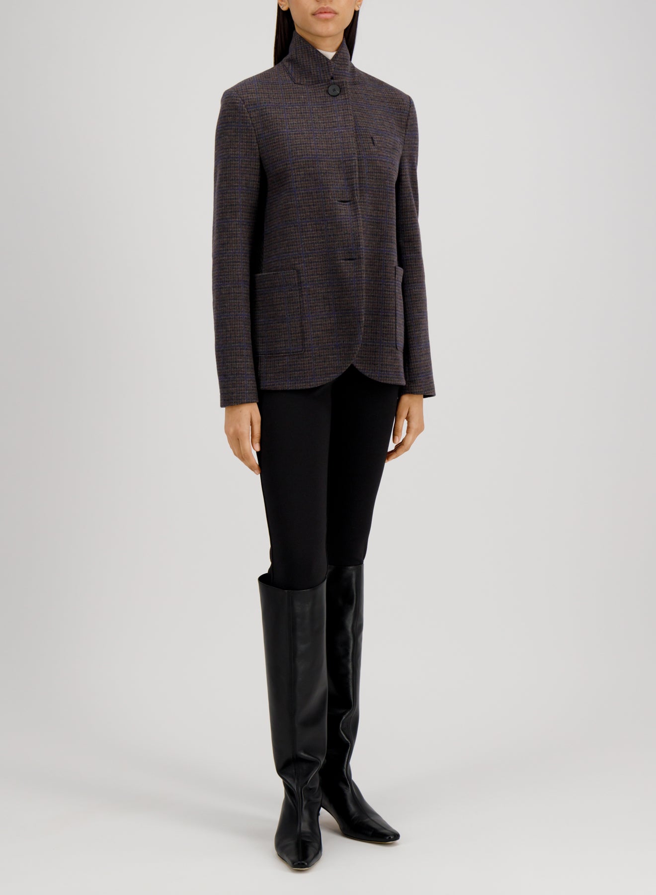 Stand up collar blazer p.o.w. crafted with Loro Piana fabric