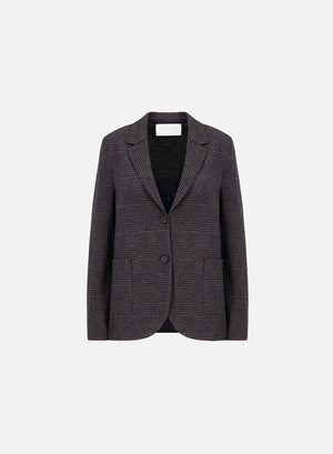 Stand up collar blazer patterned in moleskin