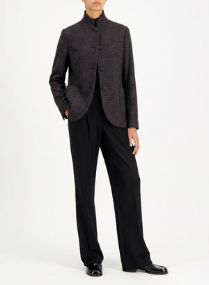 Stand up collar blazer patterned in moleskin