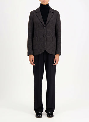 Stand up collar blazer patterned in moleskin