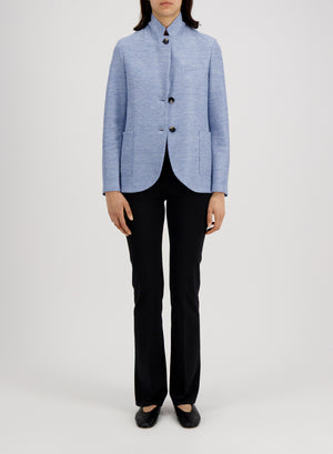 Stand up collar blazer linen honeycomb