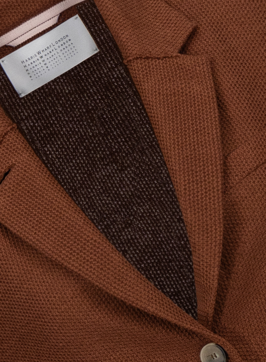 Stand up collar blazer linen honeycomb