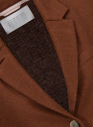 Stand up collar blazer linen honeycomb