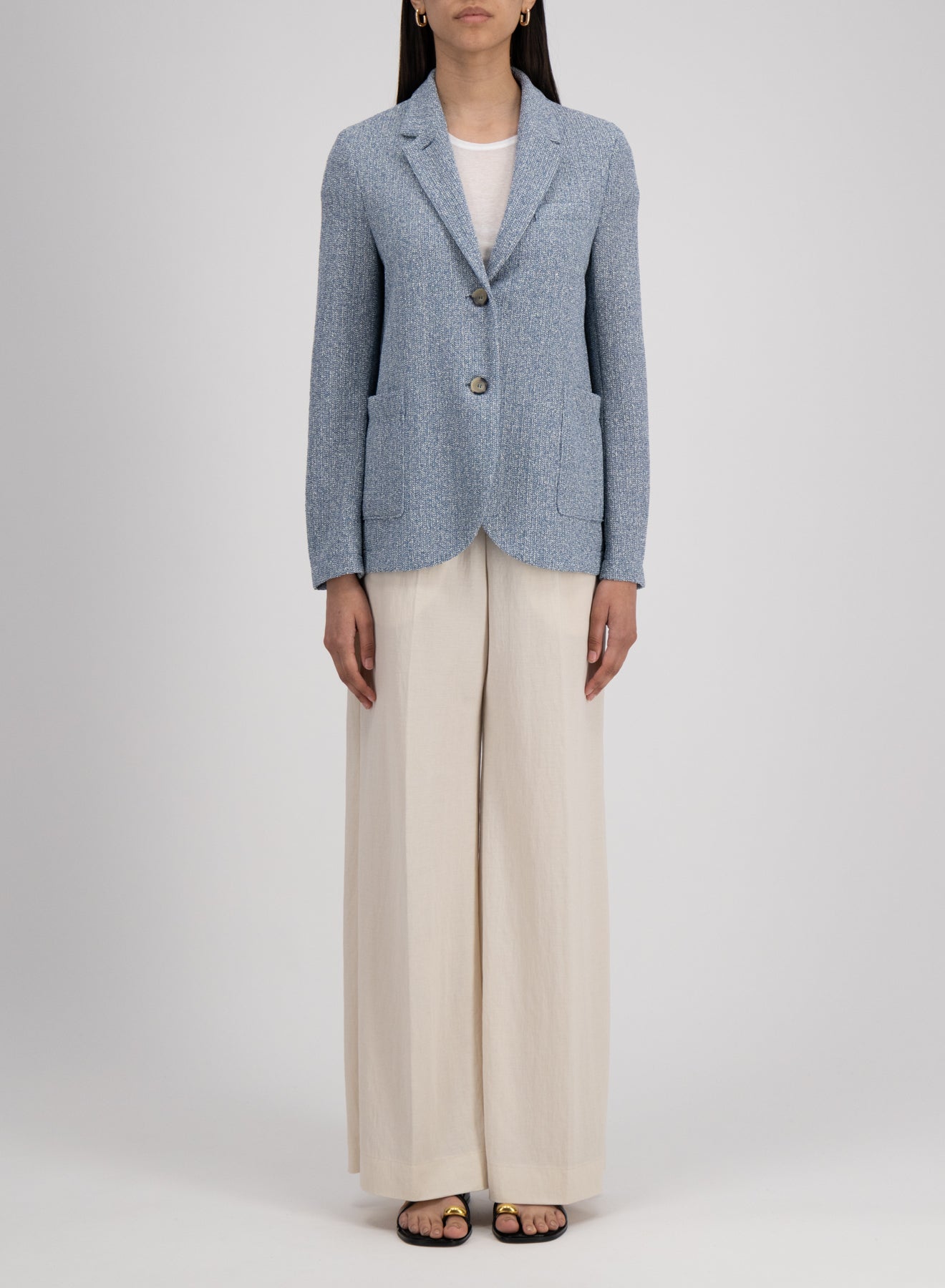 Stand up collar blazer bicolour frisé