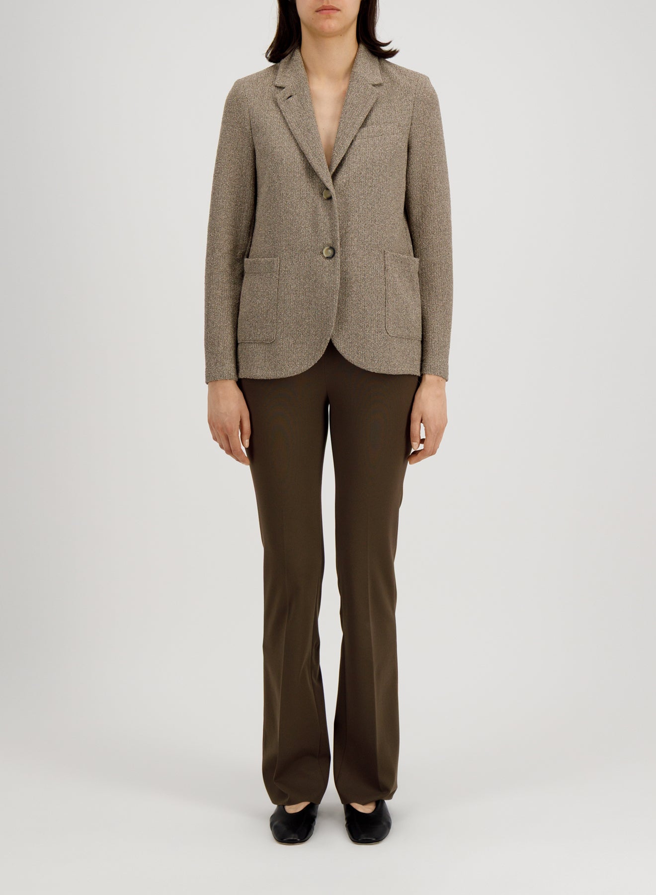 Stand up collar blazer bicolour frisé