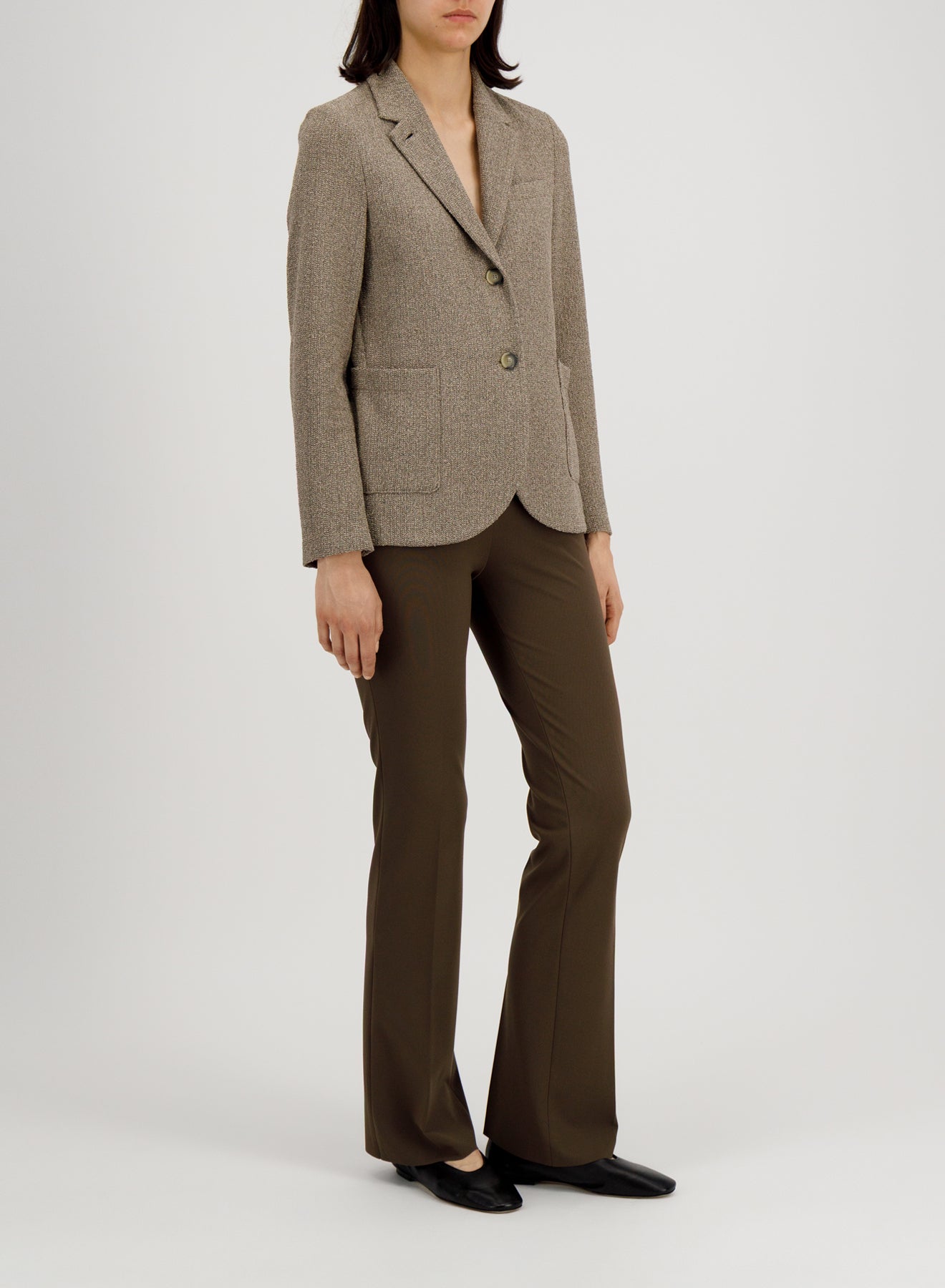Stand up collar blazer bicolour frisé