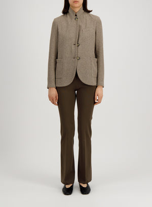 Stand up collar blazer bicolour frisé