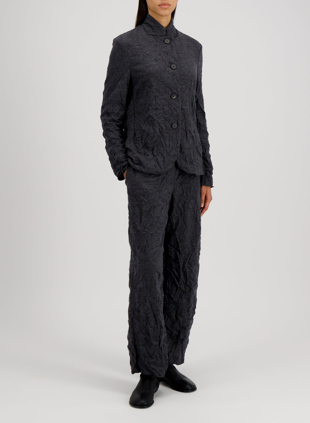 High collar blazer creased wool