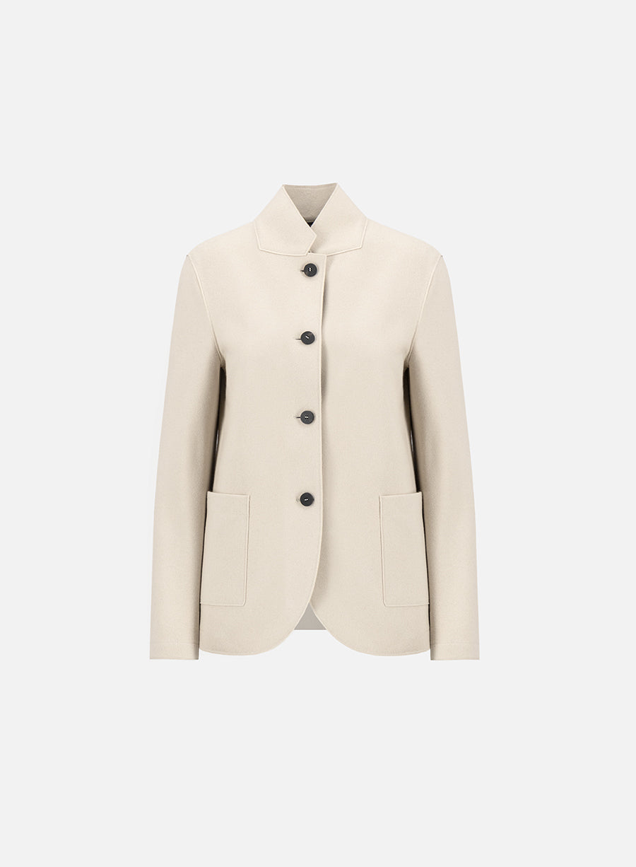High collar blazer cashmere blend