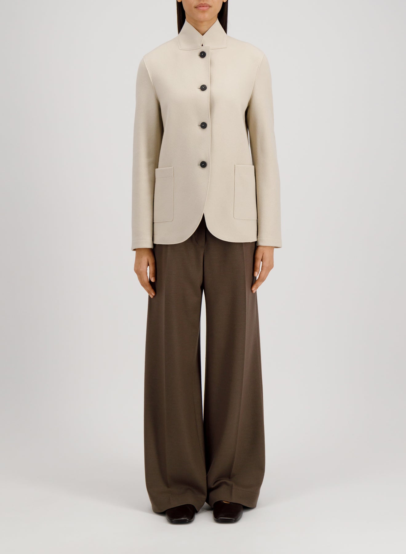 High collar blazer cashmere blend