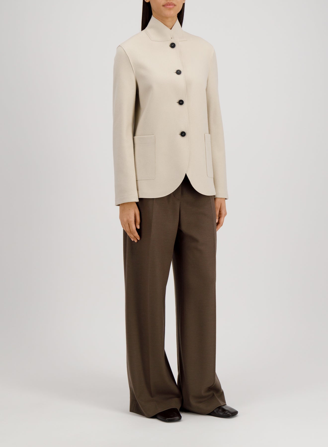 High collar blazer cashmere blend