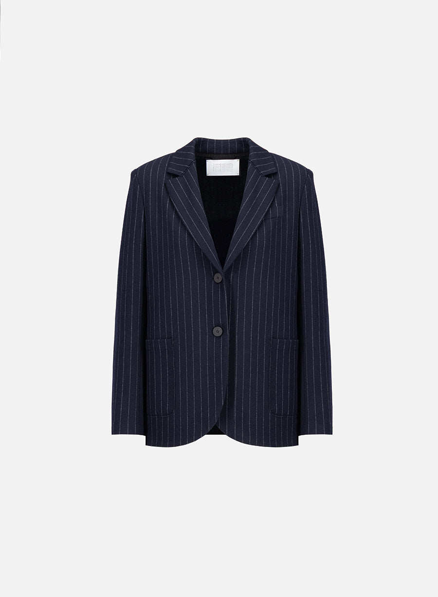 boyfriend blazer with shoulder pads pinstripe